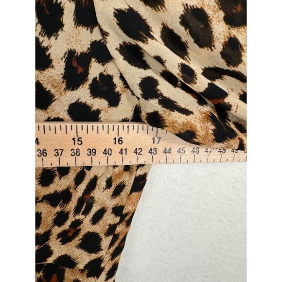 Zara Leopard Print Midi Dress Long Sleeve V-Neck chiffon wrap‎ sz L - Picture 5 of 10